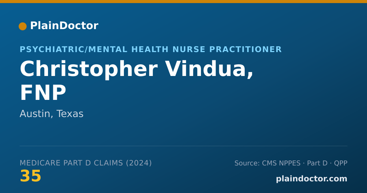 Shareable card for Christopher Vindua, FNP - Psychiatric/Mental Health Nurse Practitioner, Austin, TX