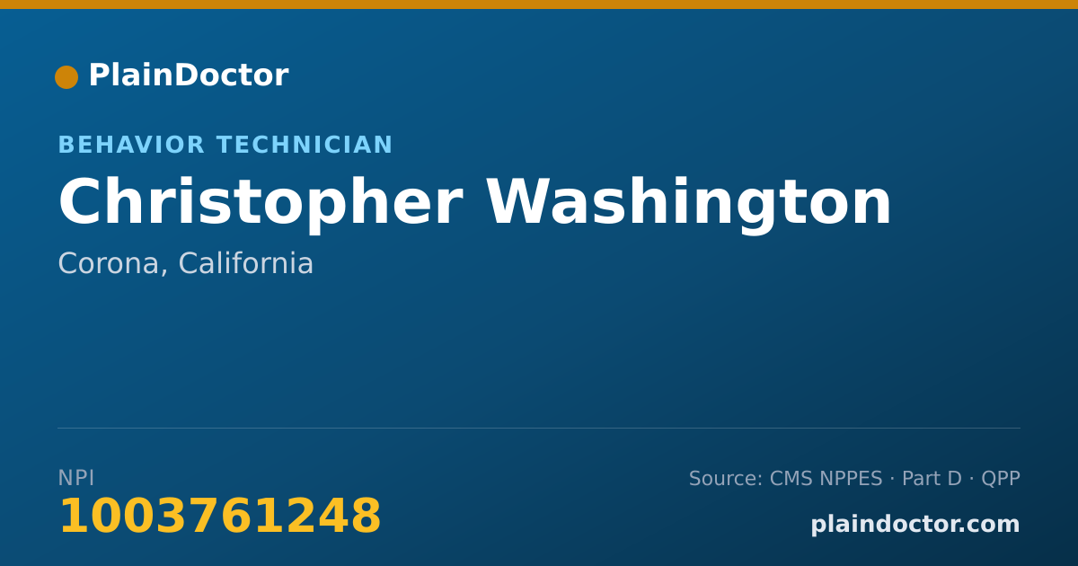 Shareable card for Christopher Washington - Behavior Technician, Corona, CA