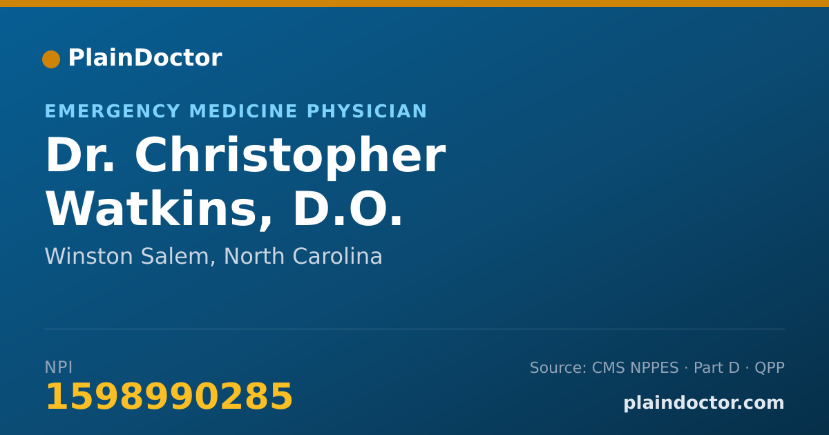 Shareable card for Christopher Watkins, D.O. - Emergency Medicine Physician, Winston Salem, NC