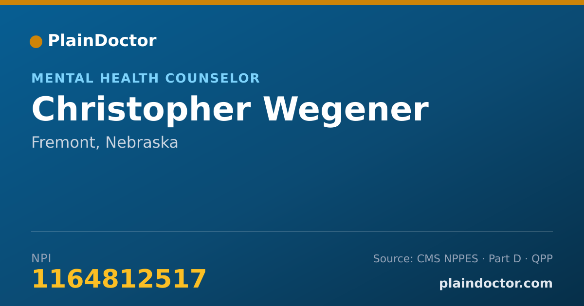 Shareable card for Christopher Wegener - Mental Health Counselor, Fremont, NE