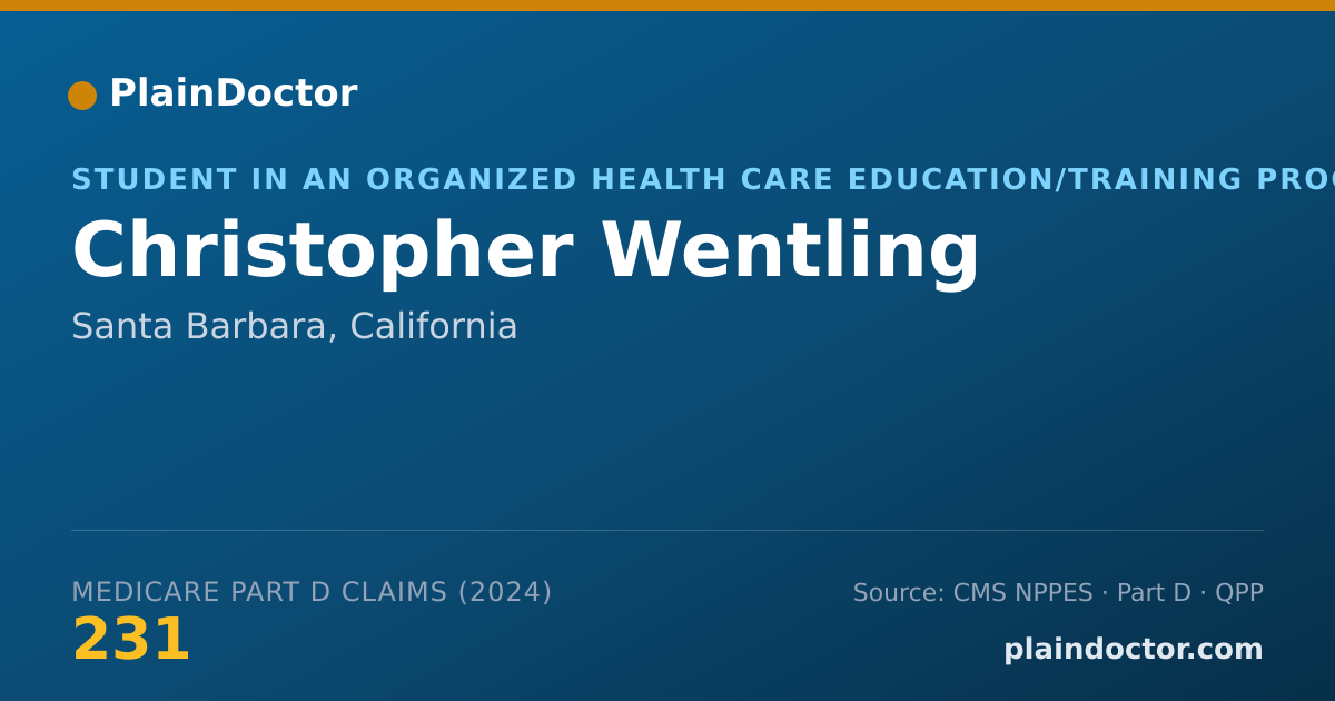 Shareable card for Christopher Wentling - Student in an Organized Health Care Education/Training Program, Santa Barbara, CA