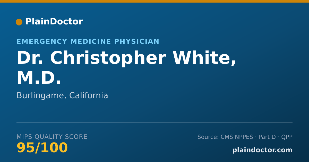 Shareable card for Christopher White, M.D. - Emergency Medicine Physician, Burlingame, CA