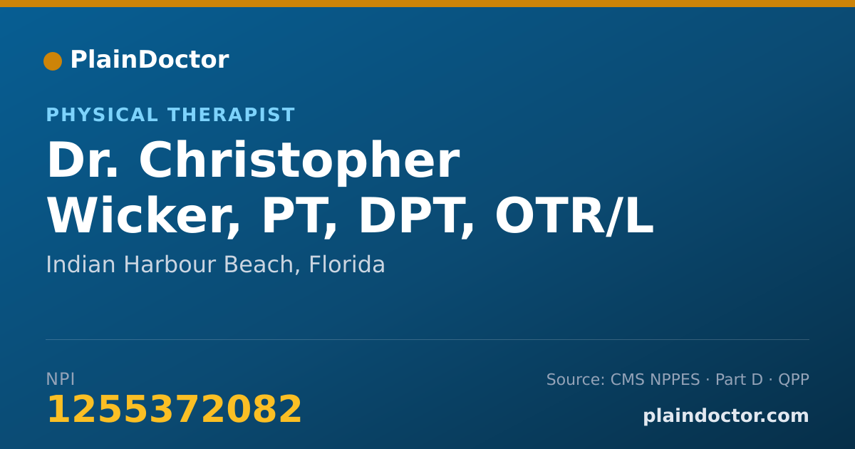 Shareable card for Christopher Wicker, PT, DPT, OTR/L - Physical Therapist, Indian Harbour Beach, FL