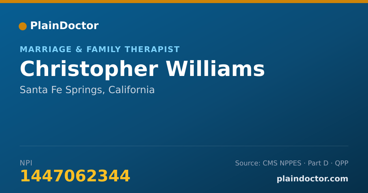 Shareable card for Christopher Williams - Marriage & Family Therapist, Santa Fe Springs, CA
