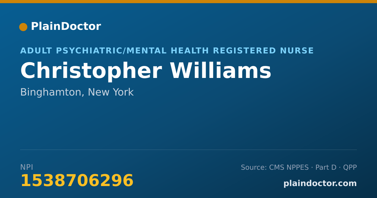Shareable card for Christopher Williams - Adult Psychiatric/Mental Health Registered Nurse, Binghamton, NY