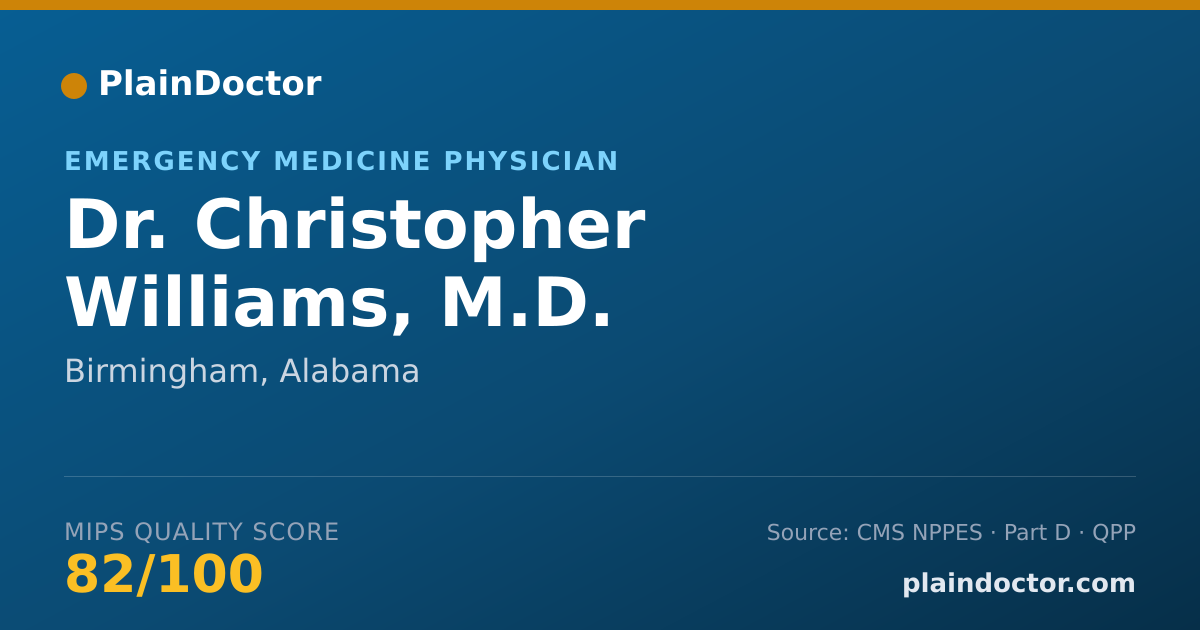 Shareable card for Christopher Williams, M.D. - Emergency Medicine Physician, Birmingham, AL