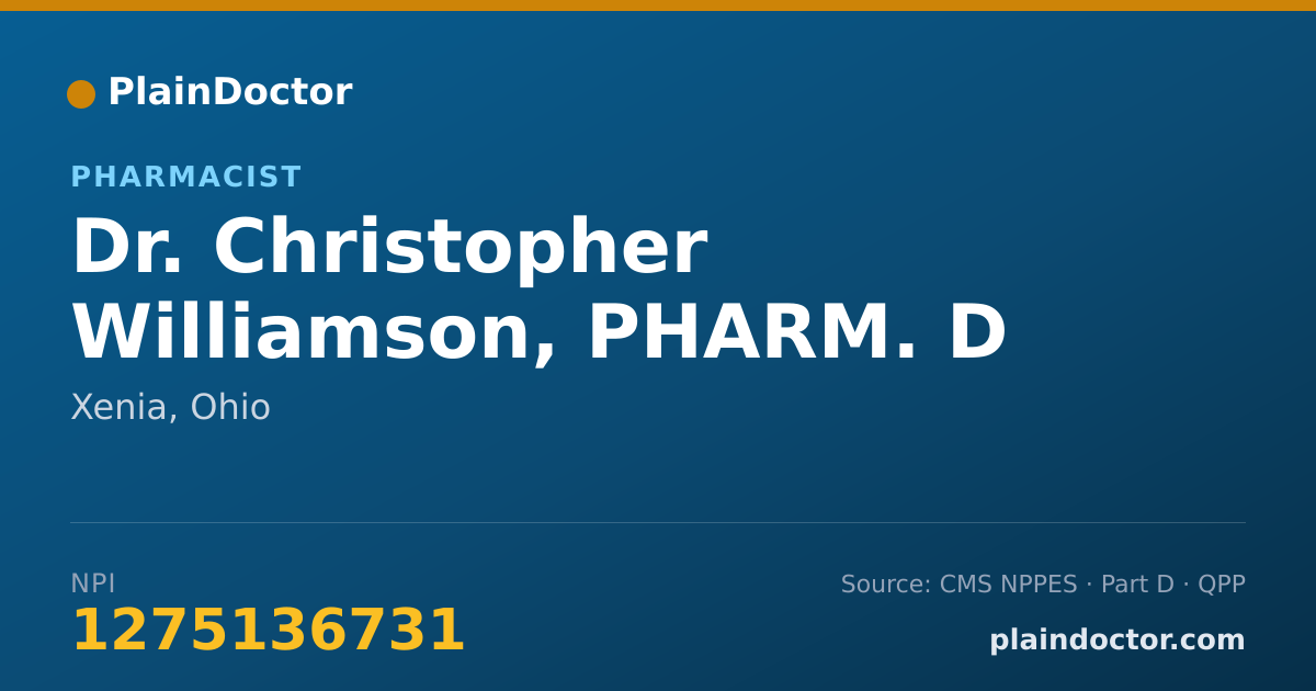 Shareable card for Christopher Williamson, PHARM. D - Pharmacist, Xenia, OH