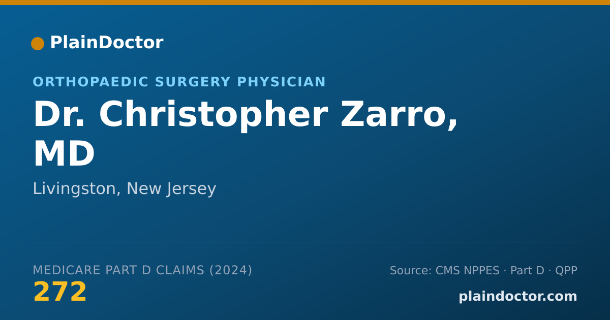 Shareable card for Christopher Zarro, MD - Orthopaedic Surgery Physician, Livingston, NJ
