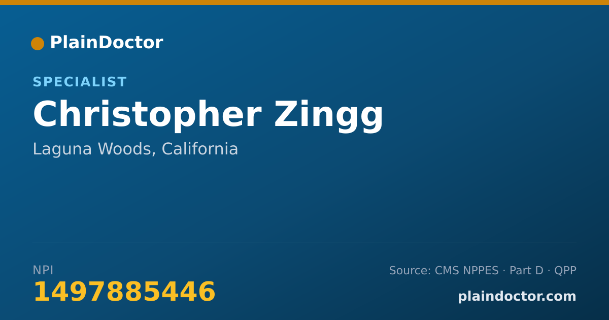 Shareable card for Christopher Zingg - Specialist, Laguna Woods, CA