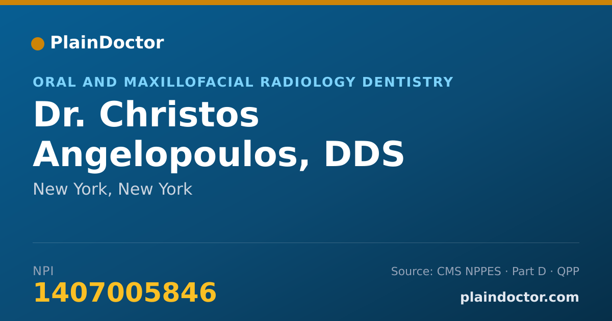 Shareable card for Christos Angelopoulos, DDS - Oral and Maxillofacial Radiology Dentistry, New York, NY