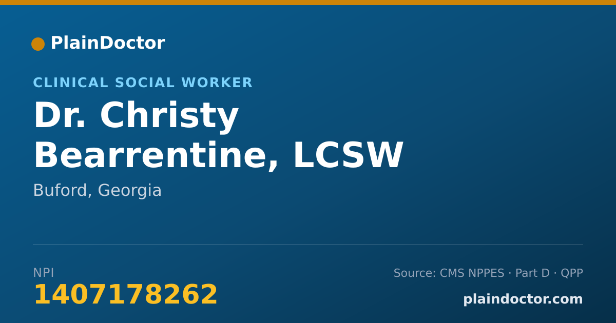 Shareable card for Christy Bearrentine, LCSW - Clinical Social Worker, Buford, GA