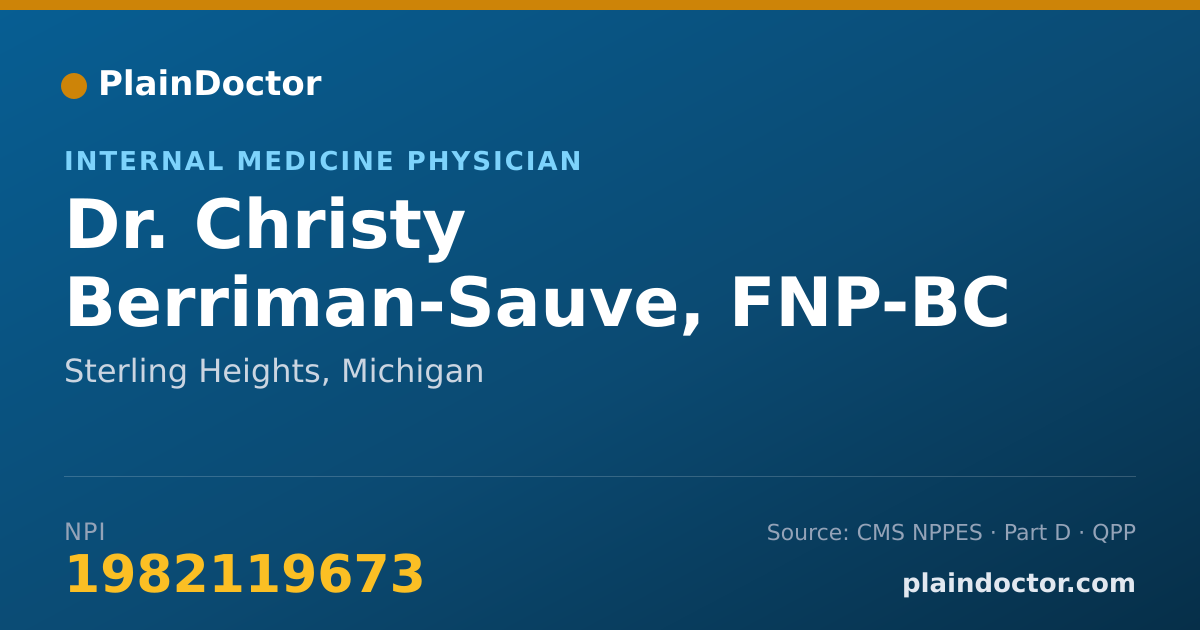Shareable card for Christy Berriman-Sauve, FNP-BC - Internal Medicine Physician, Sterling Heights, MI