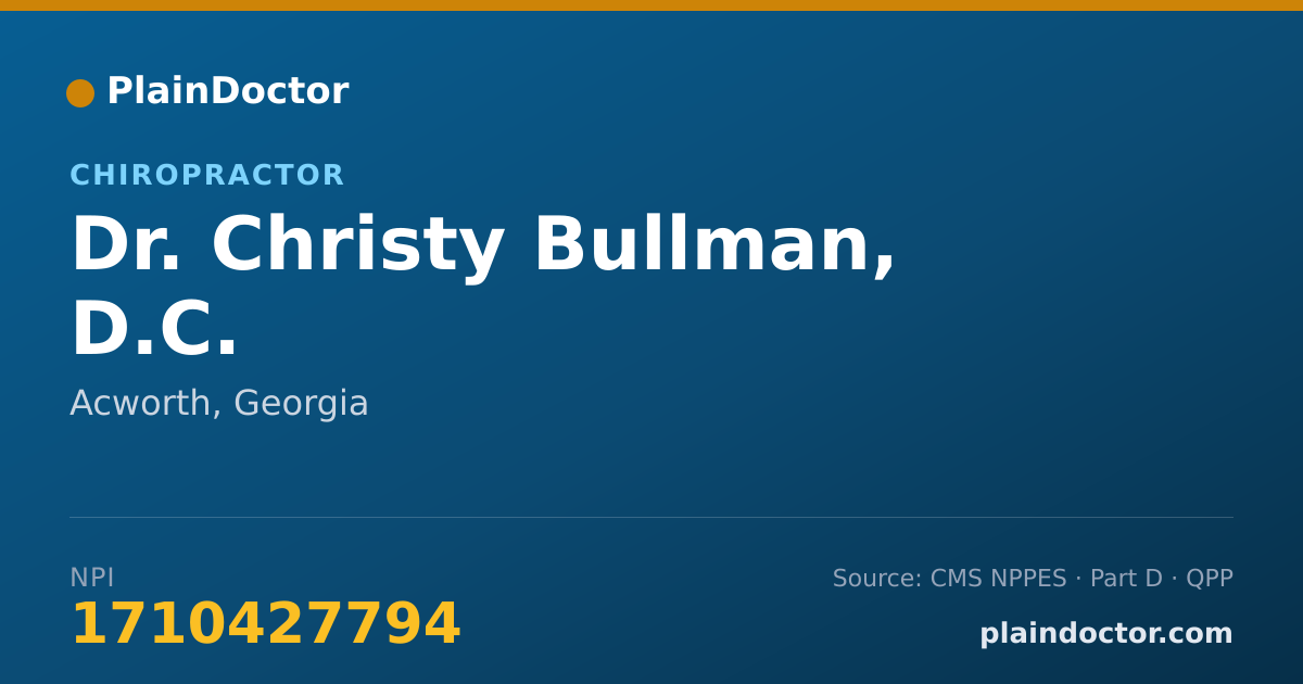Shareable card for Christy Bullman, D.C. - Chiropractor, Acworth, GA
