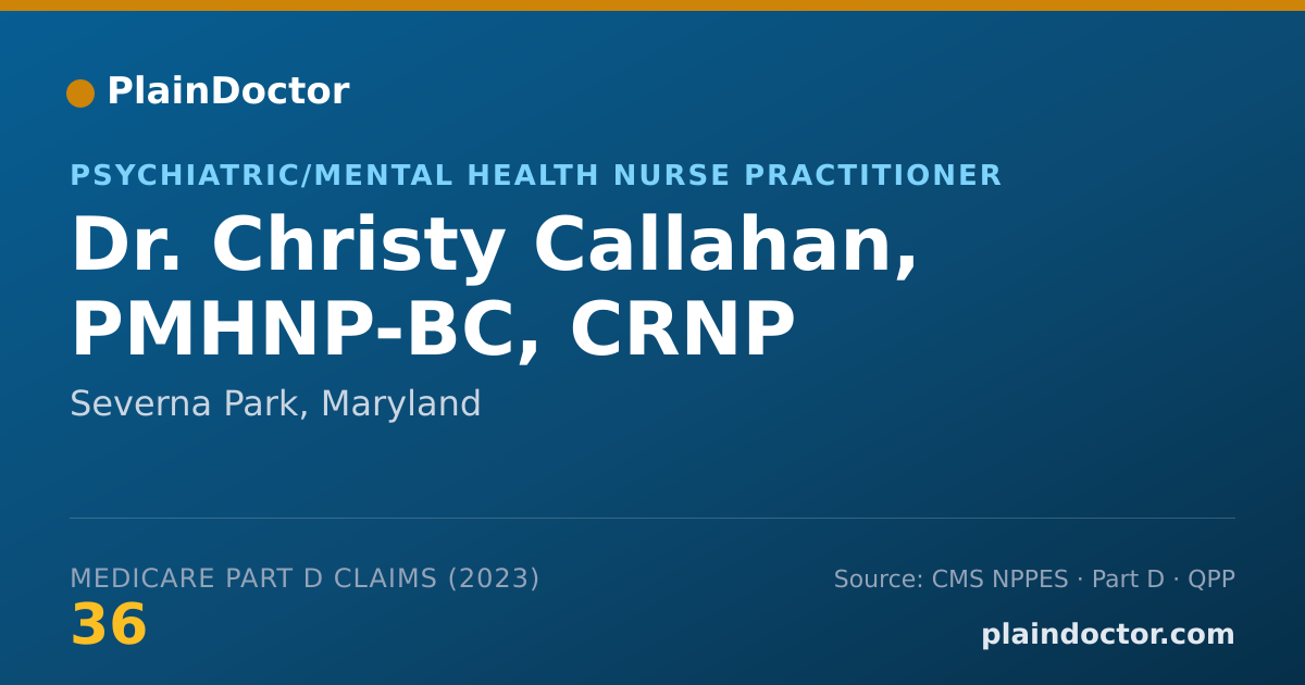 Shareable card for Christy Callahan, PMHNP-BC, CRNP - Psychiatric/Mental Health Nurse Practitioner, Severna Park, MD