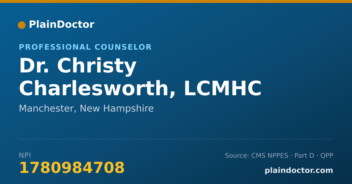 Shareable card for Christy Charlesworth, LCMHC - Professional Counselor, Manchester, NH
