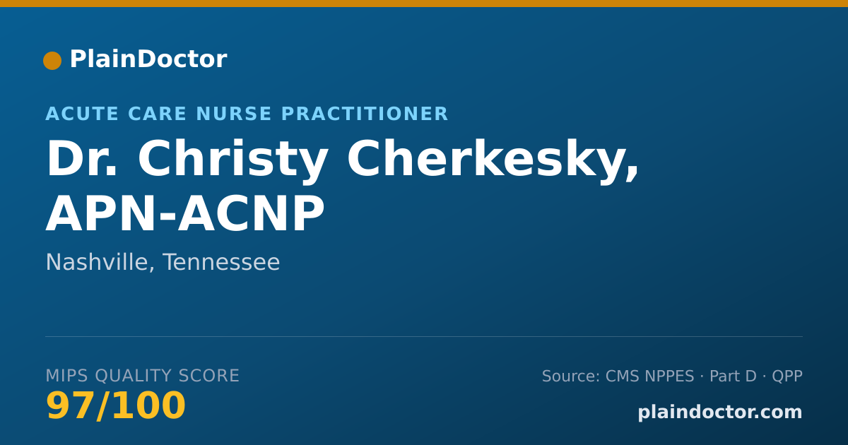 Shareable card for Christy Cherkesky, APN-ACNP - Acute Care Nurse Practitioner, Nashville, TN