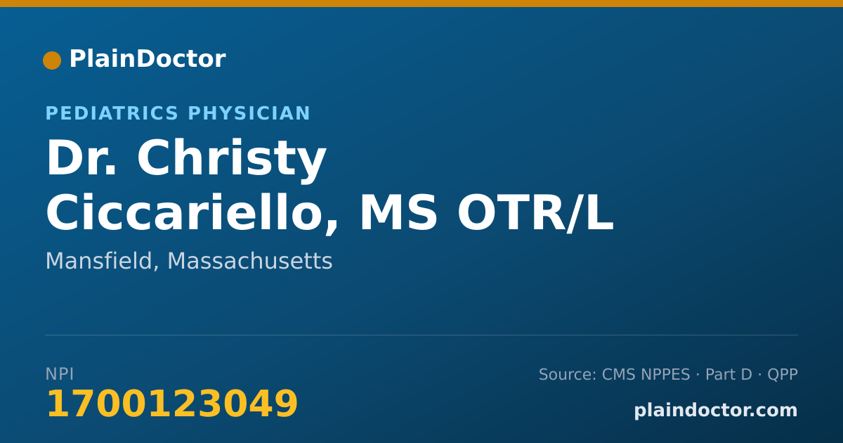 Shareable card for Christy Ciccariello, MS OTR/L - Pediatrics Physician, Mansfield, MA