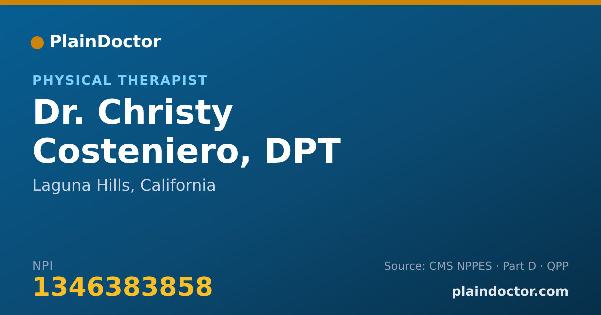 Shareable card for Christy Costeniero, DPT - Physical Therapist, Laguna Hills, CA