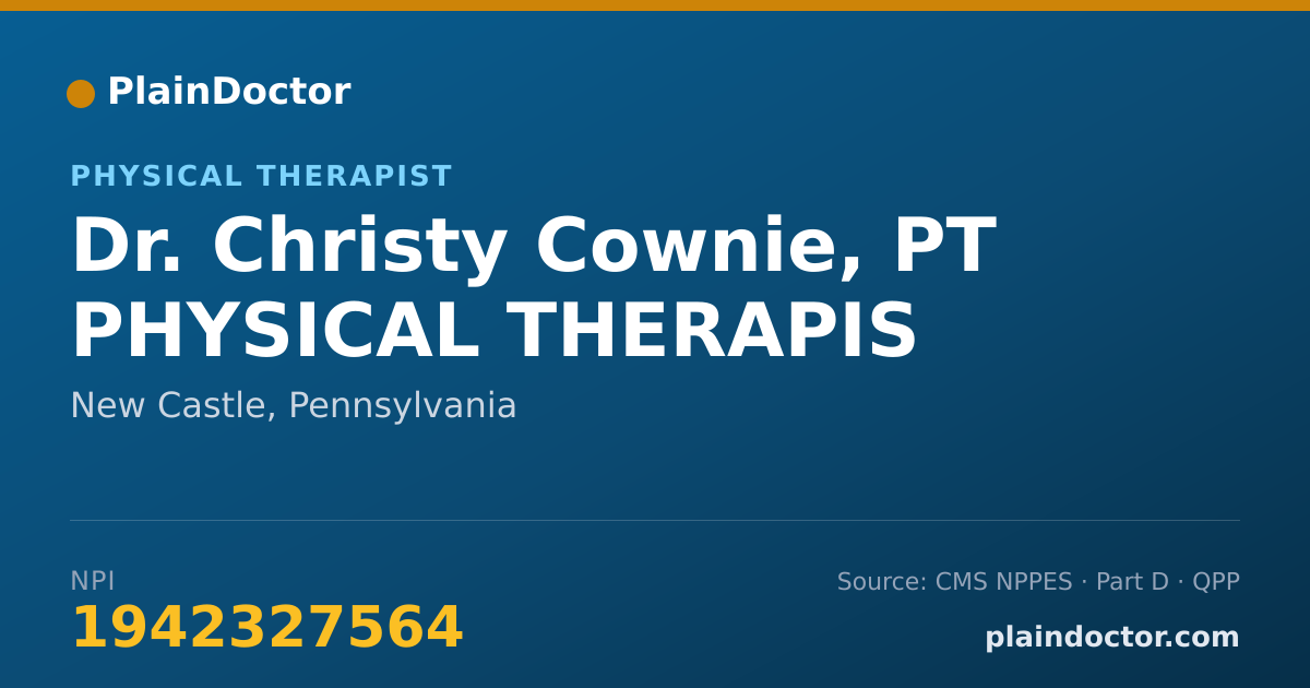 Shareable card for Christy Cownie, PT PHYSICAL THERAPIS - Physical Therapist, New Castle, PA