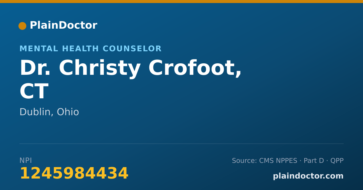 Shareable card for Christy Crofoot, CT - Mental Health Counselor, Dublin, OH