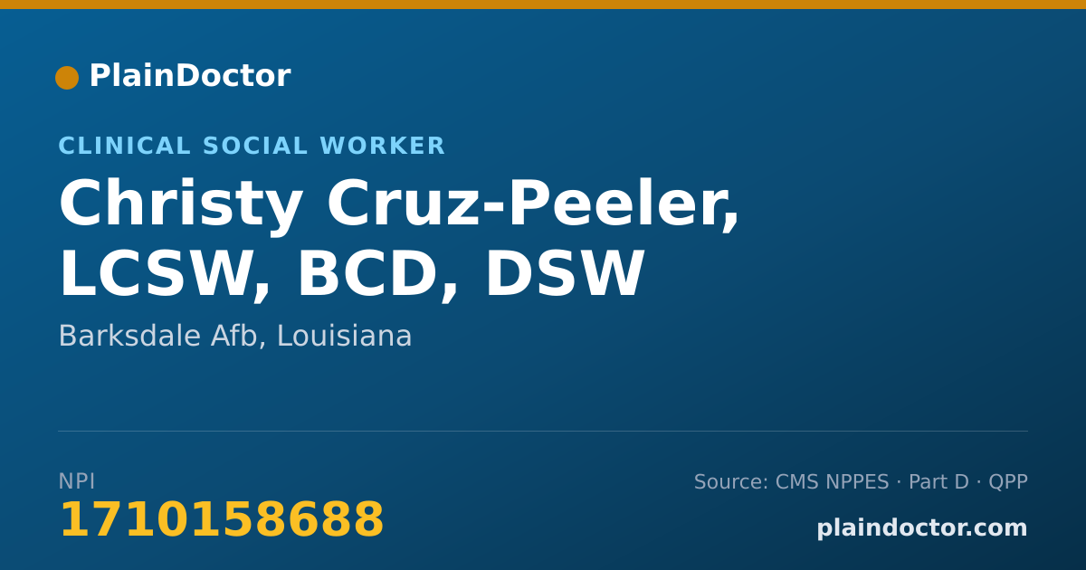 Shareable card for Christy Cruz-Peeler, LCSW, BCD, DSW - Clinical Social Worker, Barksdale Afb, LA