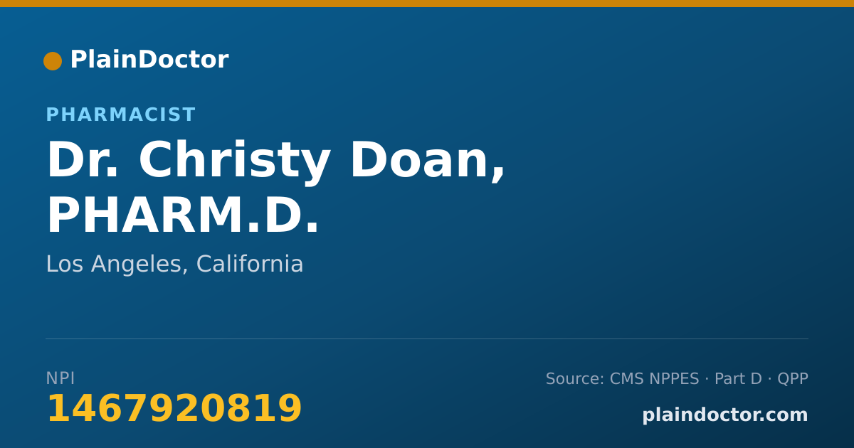 Shareable card for Christy Doan, PHARM.D. - Pharmacist, Los Angeles, CA