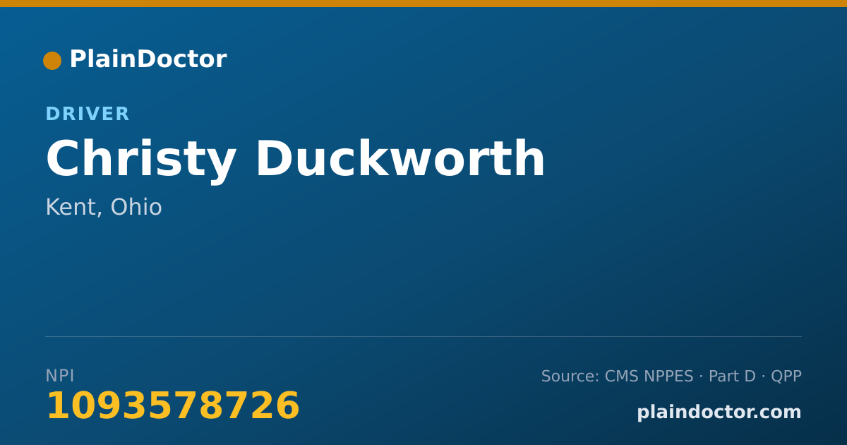 Shareable card for Christy Duckworth - Driver, Kent, OH