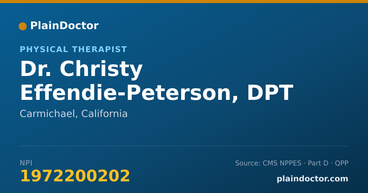 Shareable card for Christy Effendie-Peterson, DPT - Physical Therapist, Carmichael, CA