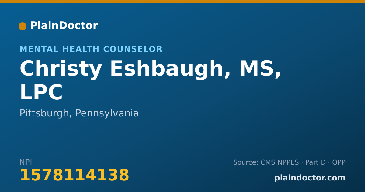 Shareable card for Christy Eshbaugh, MS, LPC - Mental Health Counselor, Pittsburgh, PA