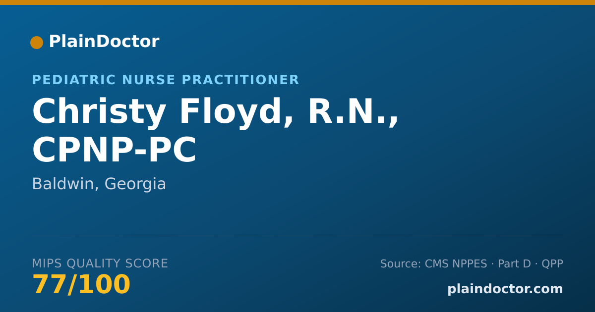 Shareable card for Christy Floyd, R.N., CPNP-PC - Pediatric Nurse Practitioner, Baldwin, GA