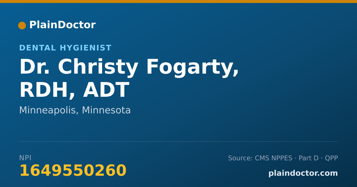 Shareable card for Christy Fogarty, RDH, ADT - Dental Hygienist, Minneapolis, MN