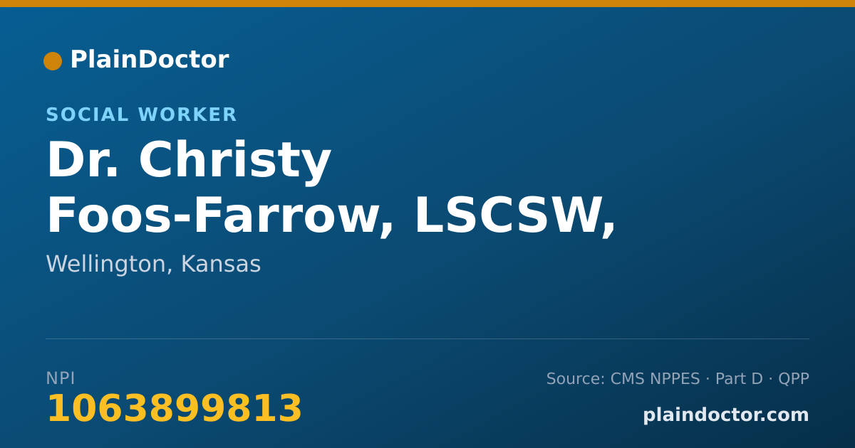 Shareable card for Christy Foos-Farrow, LSCSW, LCAC - Social Worker, Wellington, KS