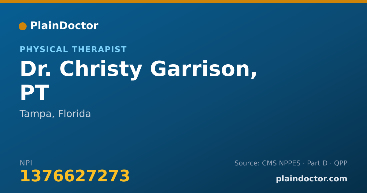 Shareable card for Christy Garrison, PT - Physical Therapist, Tampa, FL