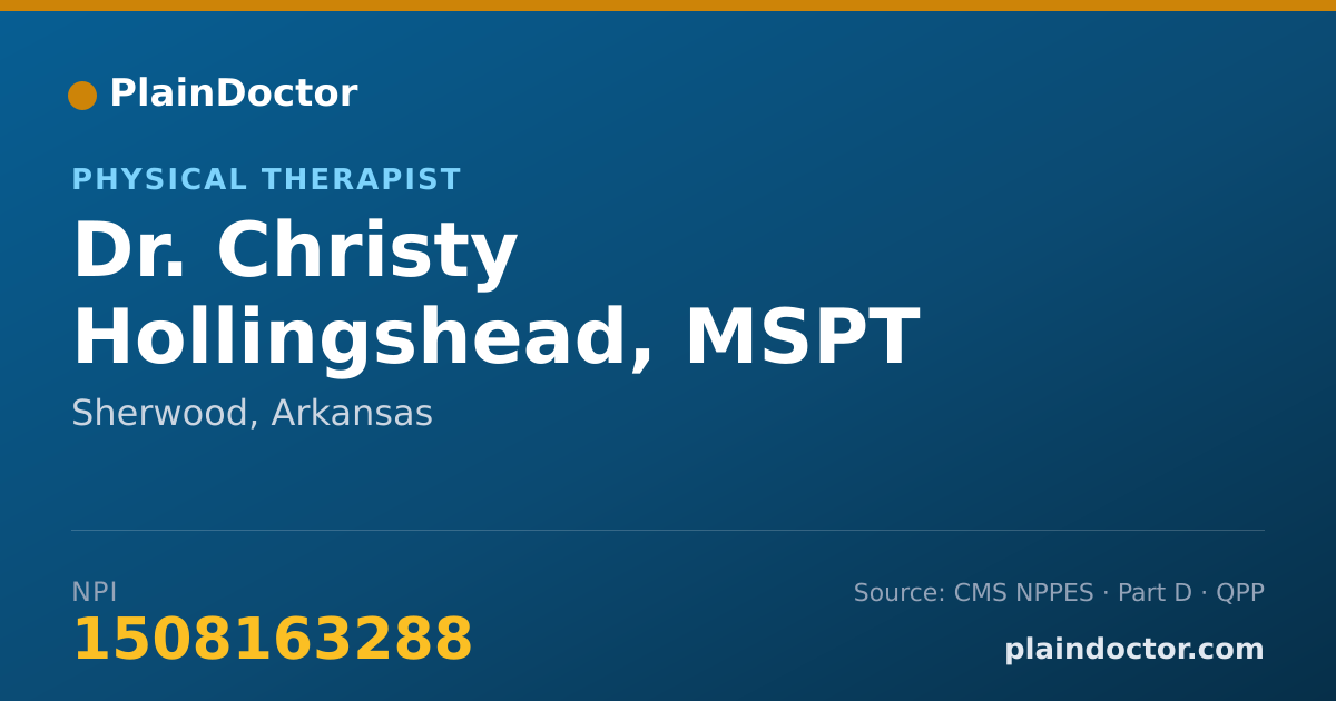 Shareable card for Christy Hollingshead, MSPT - Physical Therapist, Sherwood, AR