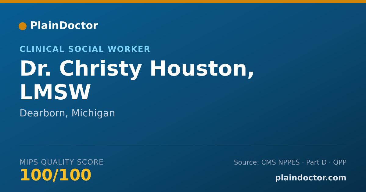 Shareable card for Christy Houston, LMSW - Clinical Social Worker, Dearborn, MI