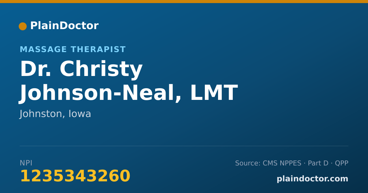 Shareable card for Christy Johnson-Neal, LMT - Massage Therapist, Johnston, IA