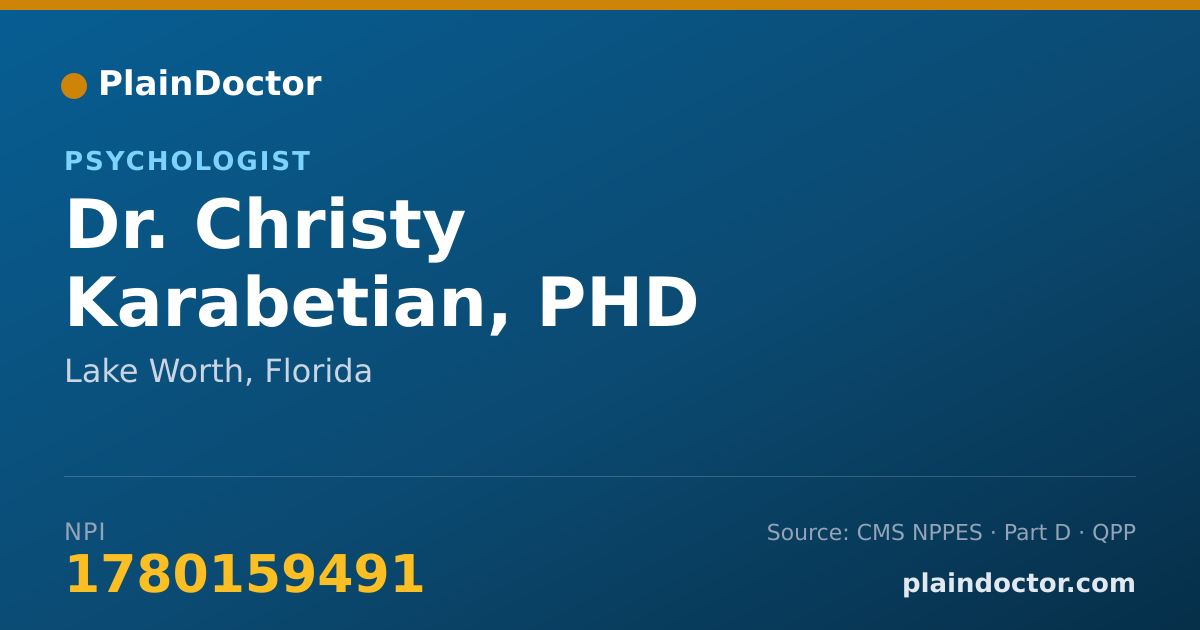 Shareable card for Christy Karabetian, PHD - Psychologist, Lake Worth, FL