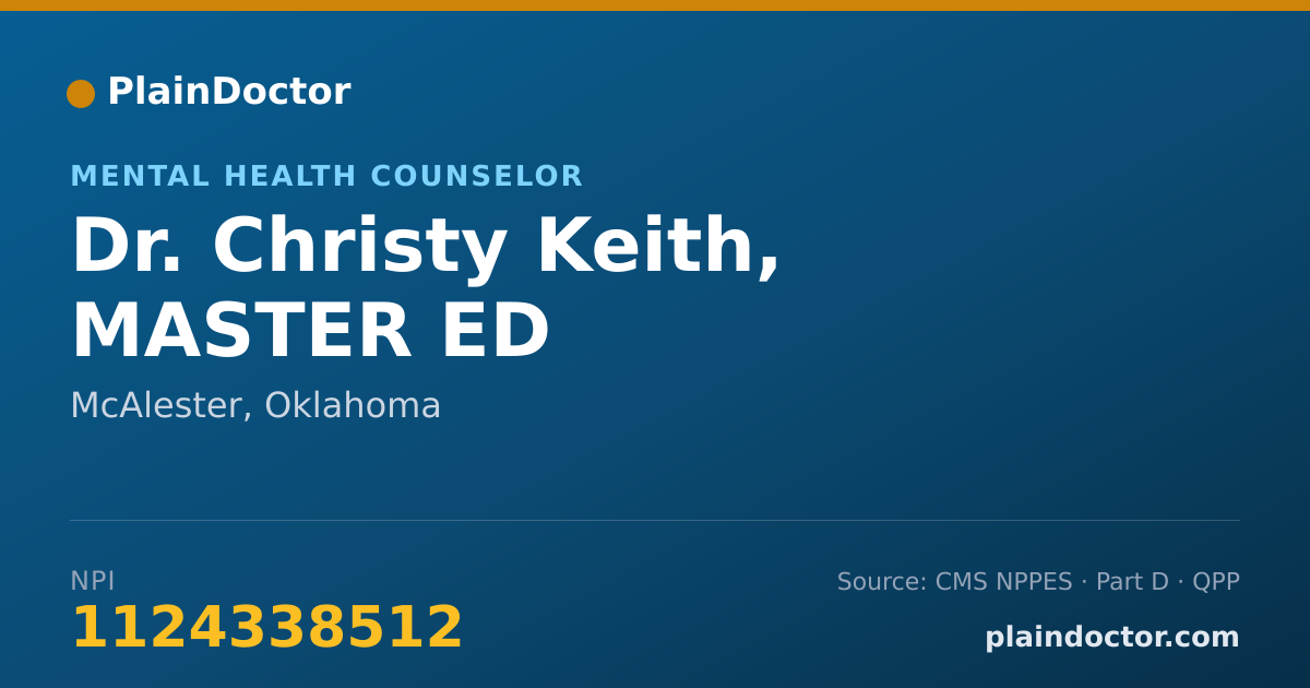 Shareable card for Christy Keith, MASTER ED - Mental Health Counselor, McAlester, OK