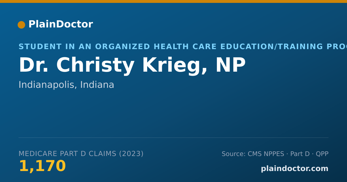 Shareable card for Christy Krieg, NP - Student in an Organized Health Care Education/Training Program, Indianapolis, IN