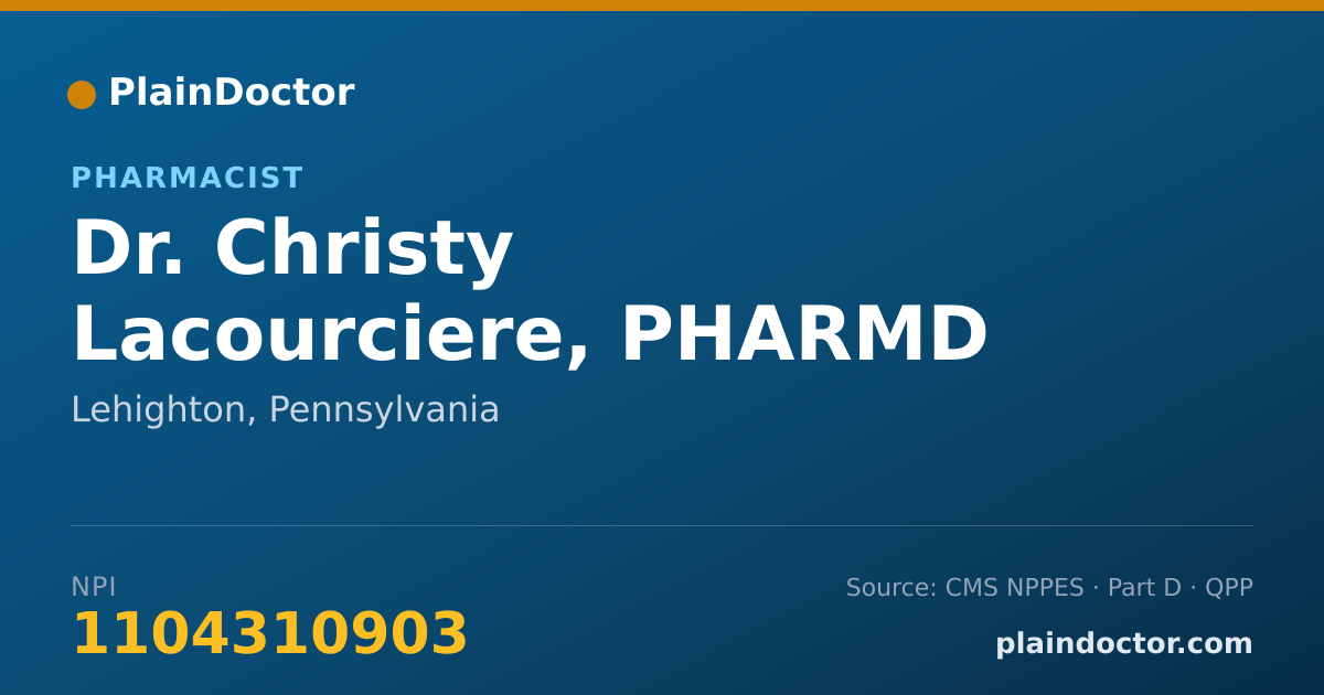 Shareable card for Christy Lacourciere, PHARMD - Pharmacist, Lehighton, PA