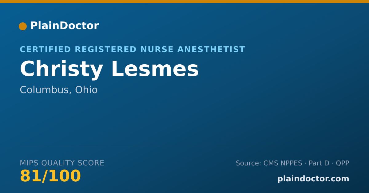 Shareable card for Christy Lesmes - Certified Registered Nurse Anesthetist, Columbus, OH