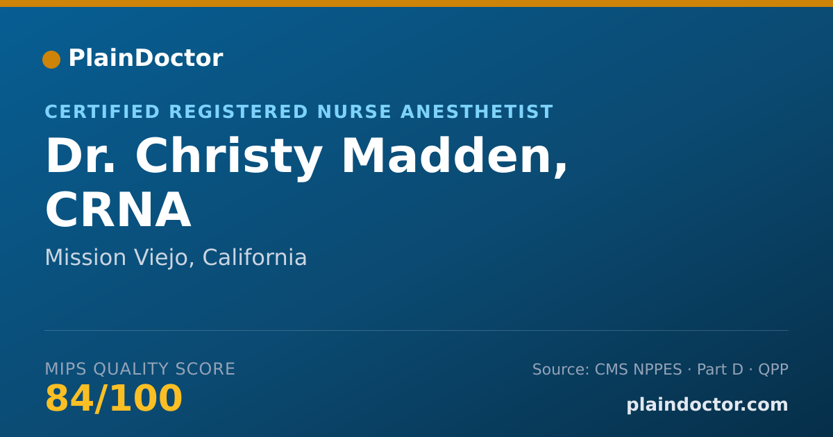 Shareable card for Christy Madden, CRNA - Certified Registered Nurse Anesthetist, Mission Viejo, CA