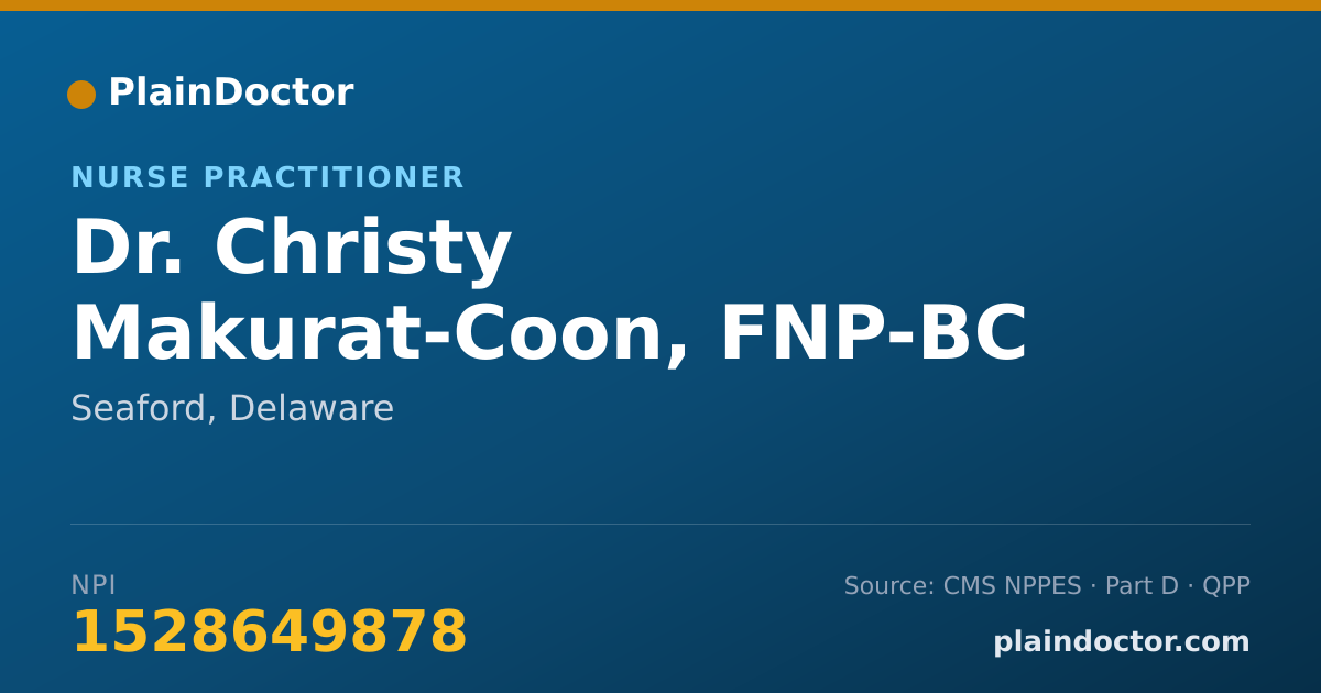 Shareable card for Christy Makurat-Coon, FNP-BC - Nurse Practitioner, Seaford, DE