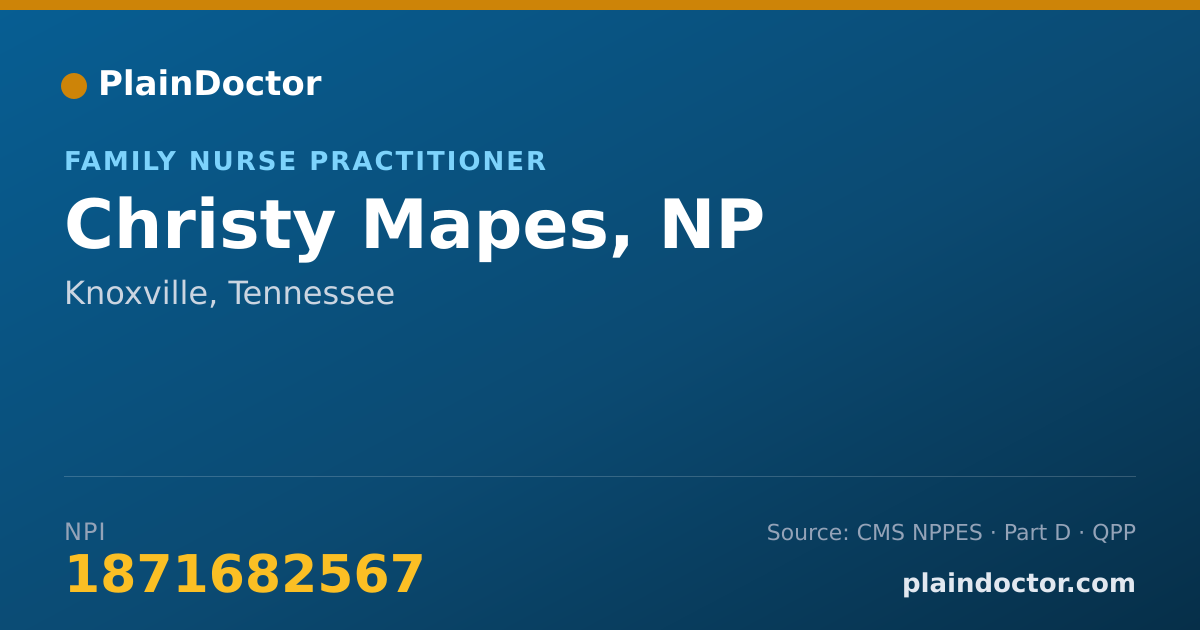 Shareable card for Christy Mapes, NP - Family Nurse Practitioner, Knoxville, TN