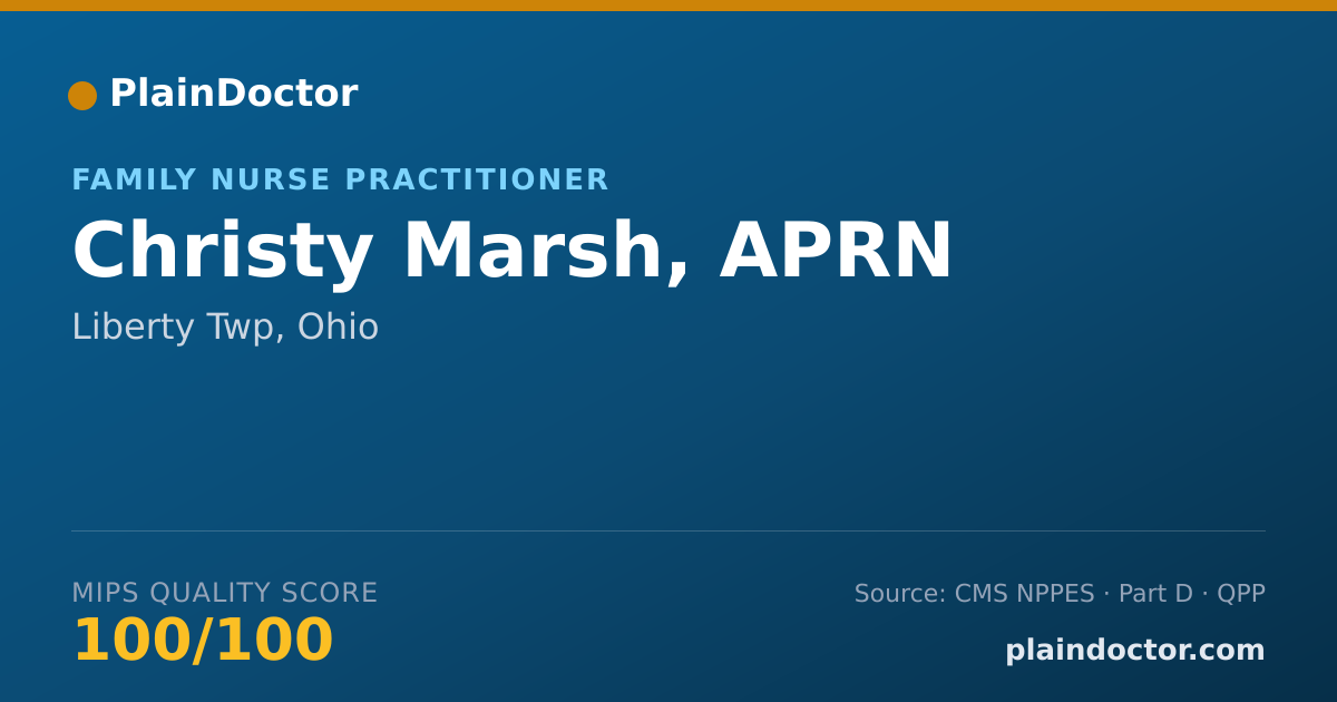 Shareable card for Christy Marsh, APRN - Family Nurse Practitioner, Liberty Twp, OH