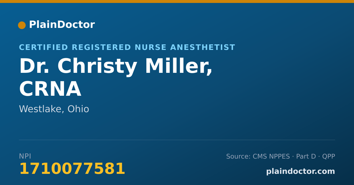 Shareable card for Christy Miller, CRNA - Certified Registered Nurse Anesthetist, Westlake, OH