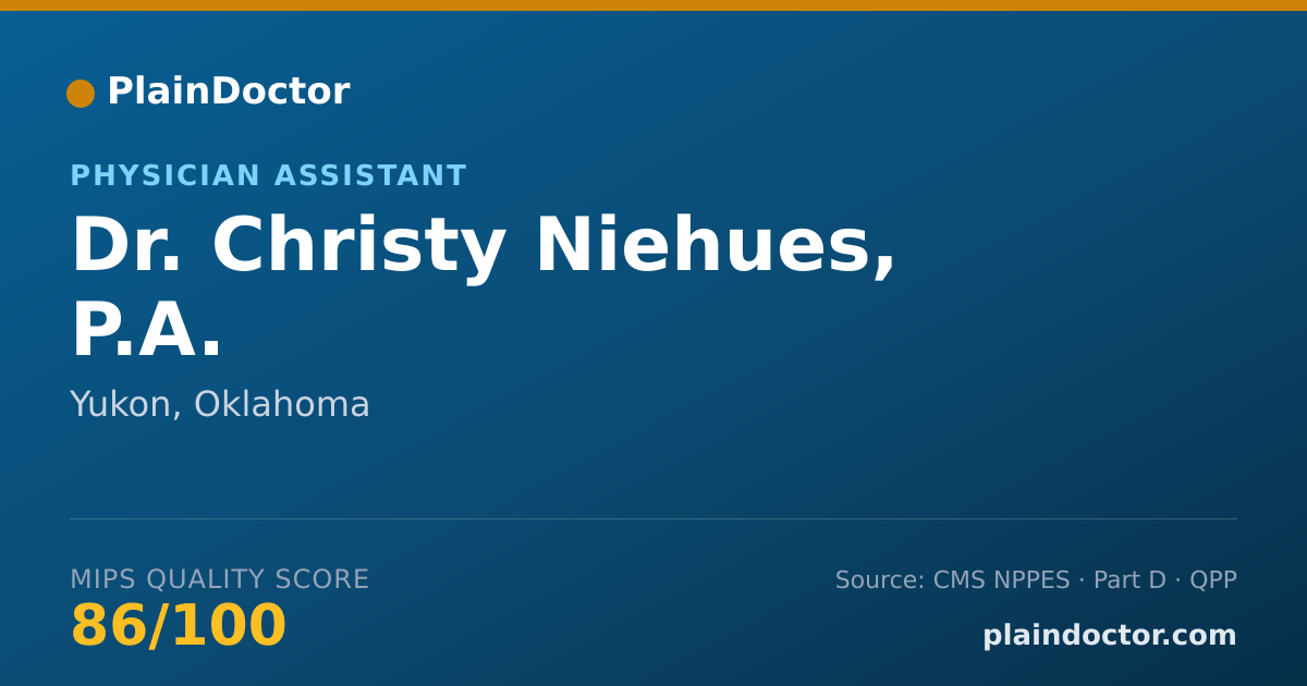 Shareable card for Christy Niehues, P.A. - Physician Assistant, Yukon, OK