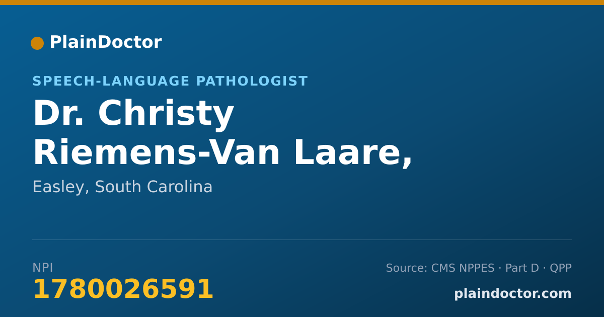 Shareable card for Christy Riemens-Van Laare, MS-CCC/SLP - Speech-Language Pathologist, Easley, SC