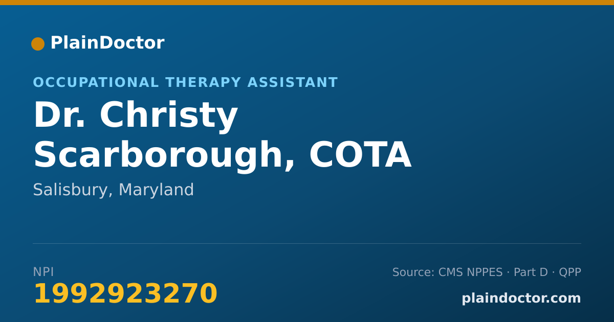 Shareable card for Christy Scarborough, COTA - Occupational Therapy Assistant, Salisbury, MD