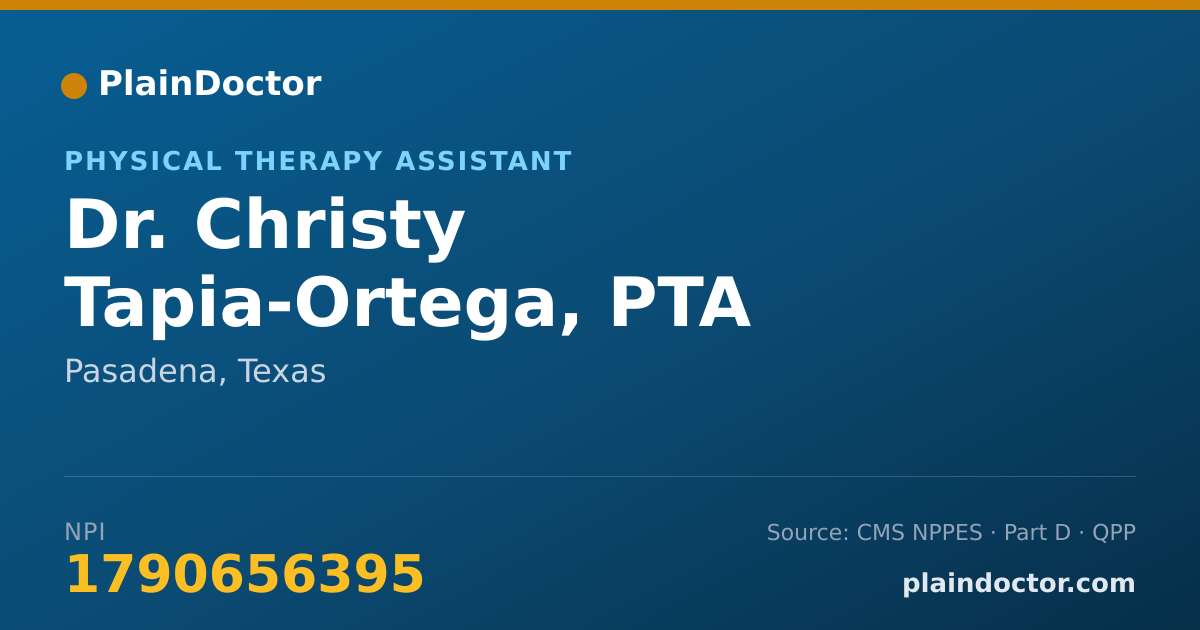 Shareable card for Christy Tapia-Ortega, PTA - Physical Therapy Assistant, Pasadena, TX